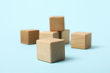 Wooden cubes, blank wooden cubes for different concepts