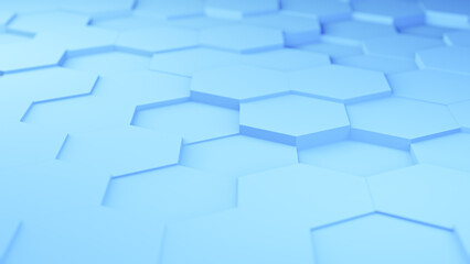 Blue hexagons hexagonal background, abstract futuristic geometric backdrop or wallpaper with copy space for text