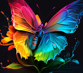 Rainbow Colorsplash Butterflies Generative AI