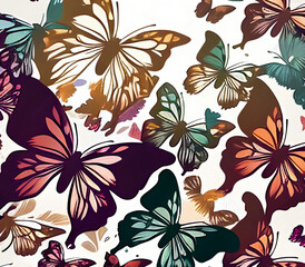 Illustration of colorful Butterflies Generative AI
