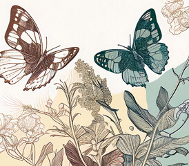 Vector illustration Butterflies Generative AI