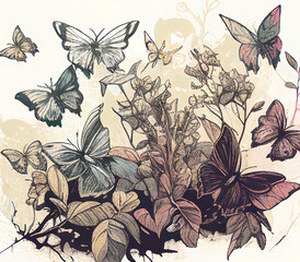 Vector illustration Butterflies Generative AI