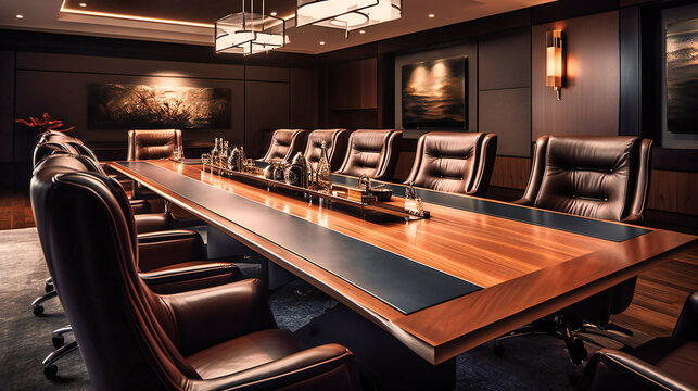 An Exceptional Image Of A Luxurious Boardroom, Embodying Power And Exclusivity For Elite Business Gatherings.