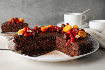 Tasty dessert - Chocolate cake, concept of delicious dessert
