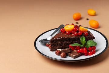 Tasty dessert - Chocolate cake, concept of delicious dessert