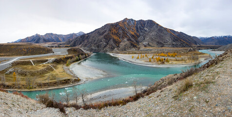 The confluence of Chuya and Katun rivers in Altai