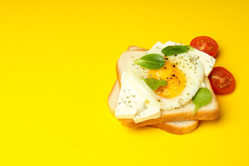 Concept of tasty breakfast with sandwich, space for trex © Atlas