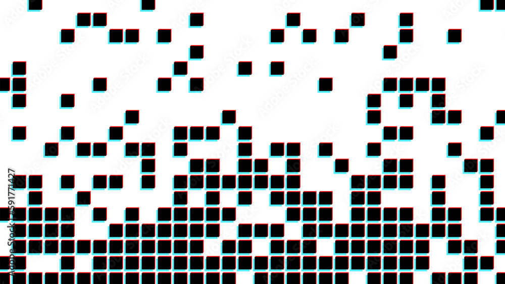 Poster black and white random pixels pattern with glitch effect. shuffled pixels texture background. classi