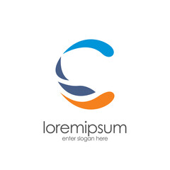 professional logo template. abstract water wave form, forming the letter c with full color. vector eps 10.