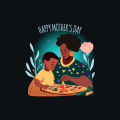 Mother's Day Flat illustration and Drawing Vector Deisgn