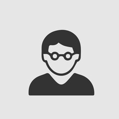 Man with glasses vector icon eps 10. Person simple isolated illustration.