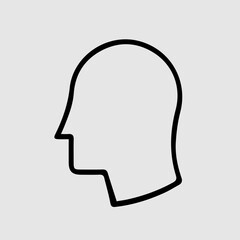 Head in profile vector icon eps 10. Simple isolated outline pictogram.