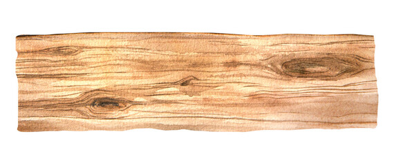 Watercolor illustration of wood texture, wooden planks isolated. Handmade.