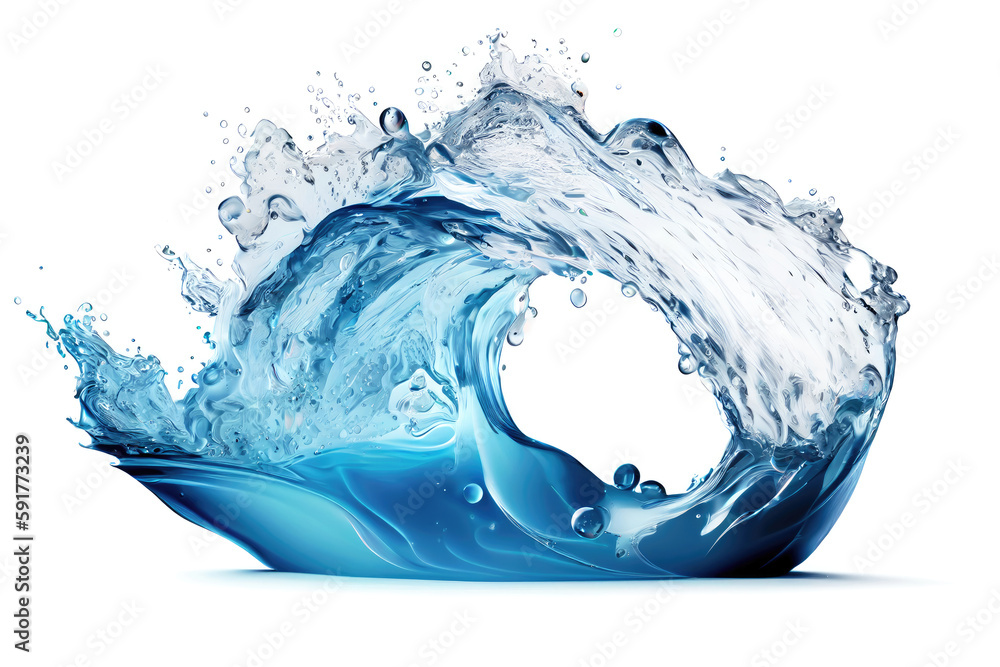 Poster isolated waves and splash water, by 3d rendering, ai generation