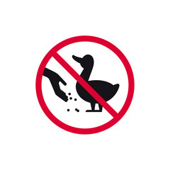 Do not feed birds prohibited sign, forbidden modern round sticker, vector illustration.