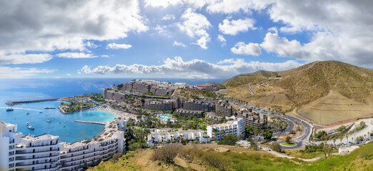 Landscape with Anfi beach and resort, Gran Canaria, Spain