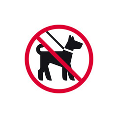 No dog rohibited sign, forbidden modern round sticker, vector illustration. - 591773662