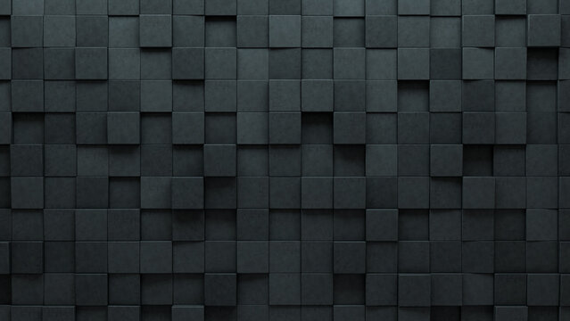 3D Tiles arranged to create a Concrete wall. Futuristic, Polished Background formed from Square blocks. 3D Render