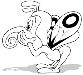 Drawing of a Butterfly from the Side View