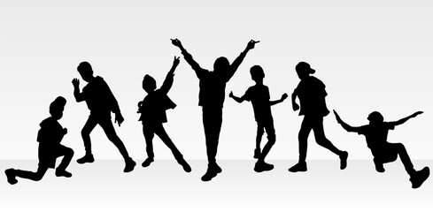 Boys dancing silhouettes vector illustration