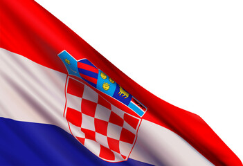 Vector illustration with a realistic flag of Croatia isolated on white background. Vector element for Statehood Day, Anti-Fascist Struggle Day, Victory and Homeland Thanksgiving Day, Remembrance Day.
