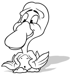 Obraz premium Drawing of a Cute Little Duck