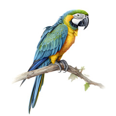 Fototapeta premium Watercolor Parrot Animal Illustration Isolated on White Background.