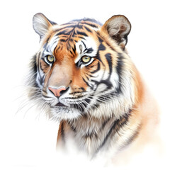 Fototapeta premium Watercolor Tiger Animal Illustration Isolated on White Background.