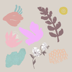 Vector Set With Plant Natural Elements - 591776025