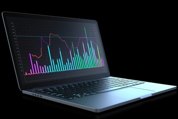 laptop with charts