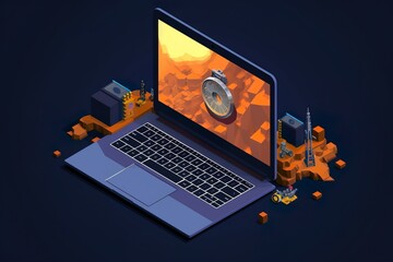 laptop with mining illustration