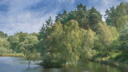 Digital painting of Cannock Chase AONB in Staffordshire