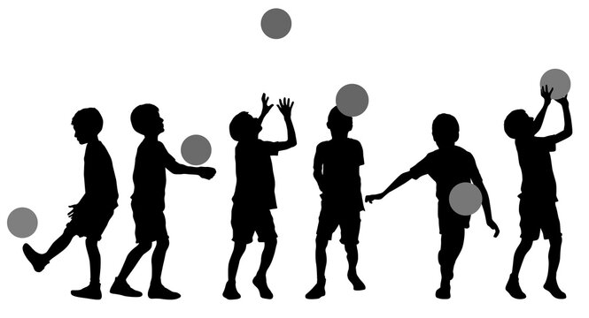 Boys with ball silhouettes