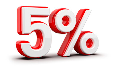 3d Number 5 Percent Red
