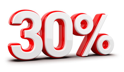 3d Number 30 Percent Red