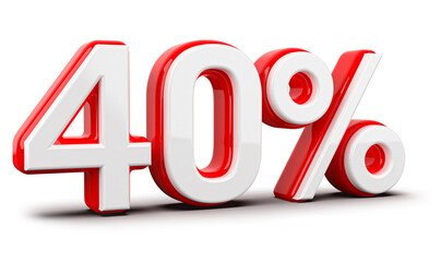 3d Number 40 Percent Red
