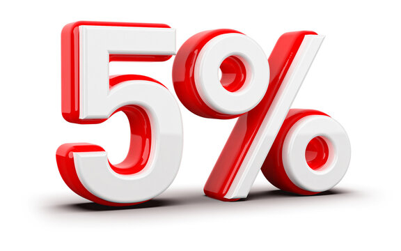 3d Number 5 Percent Red