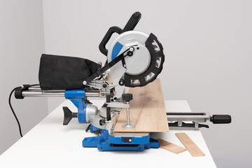 Board and miter saw, floor panel cut