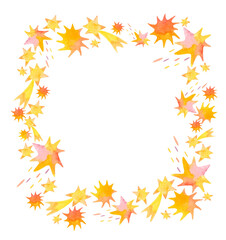 Watercolor stars frame. Isolated image on white background. 