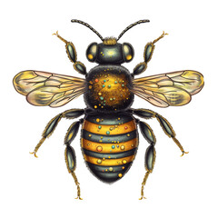 detailed honey bee filled with pollen illustration