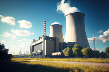 Fototapeta na wymiar Reactor of nuclear power plant as industrial photography illusration (Generative AI)