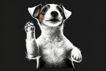 playful dog standing on its hind legs with its front paws up. Generative AI