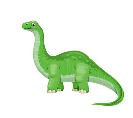 Cartoon Brontosaurus dinosaur character. Paleontology reptile, Jurassic era lizard isolated vector cute mascot. Extinct reptile, prehistoric animal or herbivore dinosaur funny personage with long neck