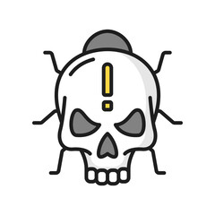 Computer virus concept. Hacker attack detected isolated color line icon. Vector danger of infection with malicious programs, viruses malware