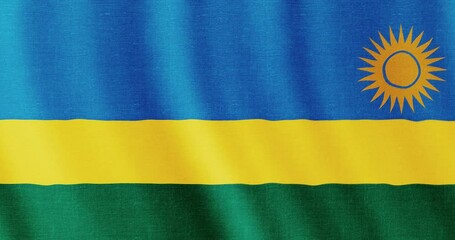 Rwandan flag seamless loop animation. 4k animation background with the flag of Rwanda. 4k resolution animated backdrop.