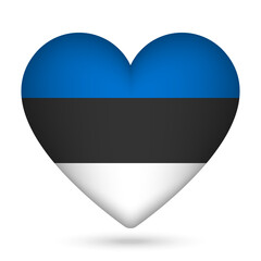 Estonia flag in heart shape. Vector illustration.
