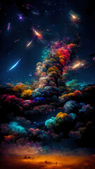 Fototapeta na wymiar Dreamy surreal sky wallpaper. AI