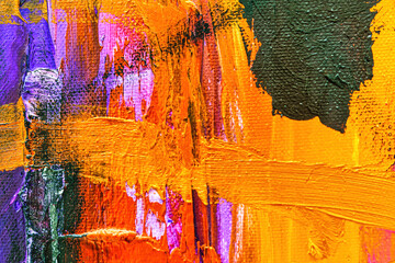 Colorful abstract oil painting art background. Texture of canvas and oil.