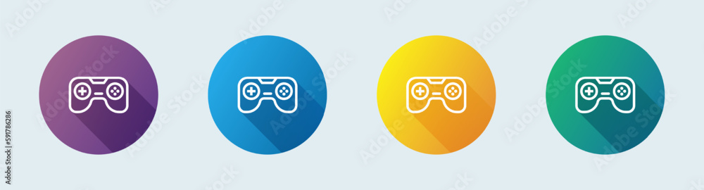 Aufkleber joystick line icon in flat design style. game controller signs vector illustration.