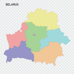 Isolated colored map of Belarus